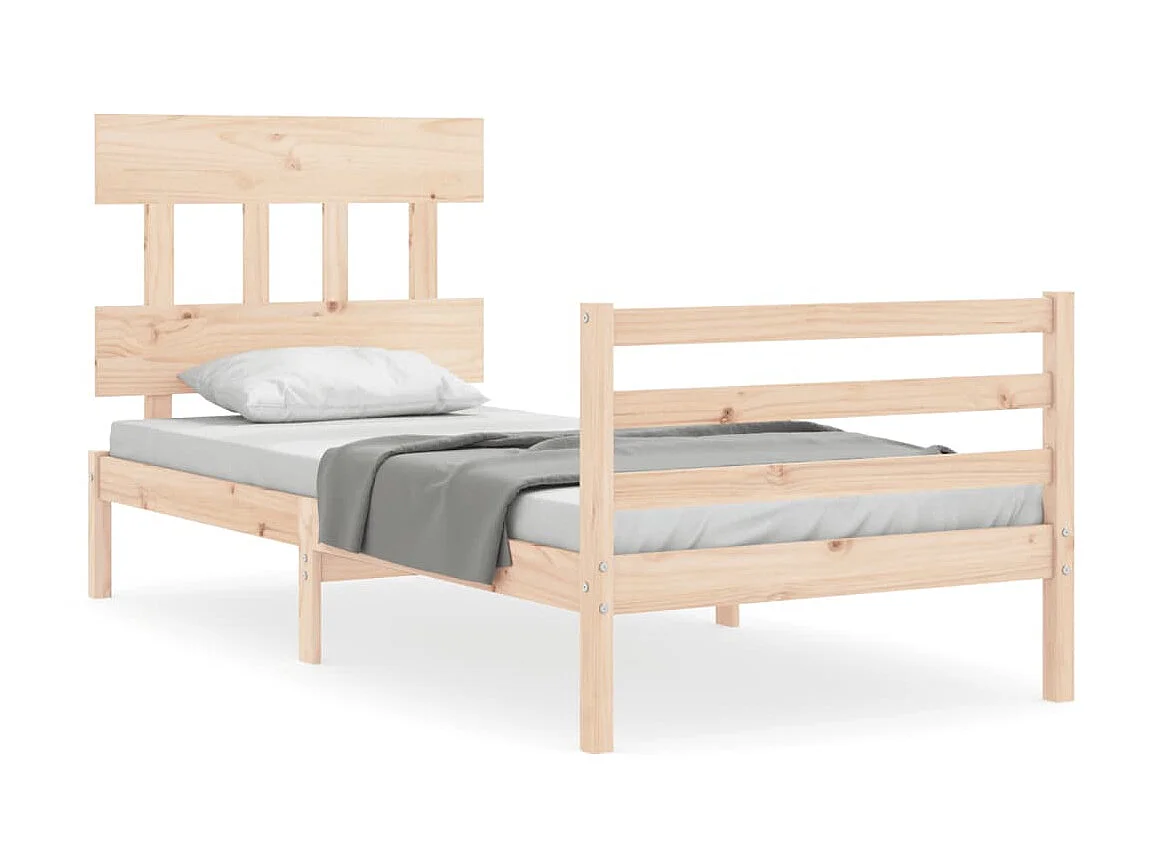 Bedframe met hoofdbord massief hout 90x200 cm NL49597