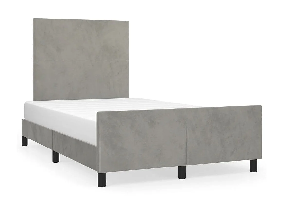 Bedframe met hoofdeinde fluweel lichtgrijs 120x200 cm NL57397