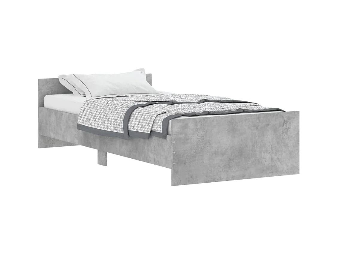 Lit-90x190 cm gris béton bois d'ingénierie EGGB42233