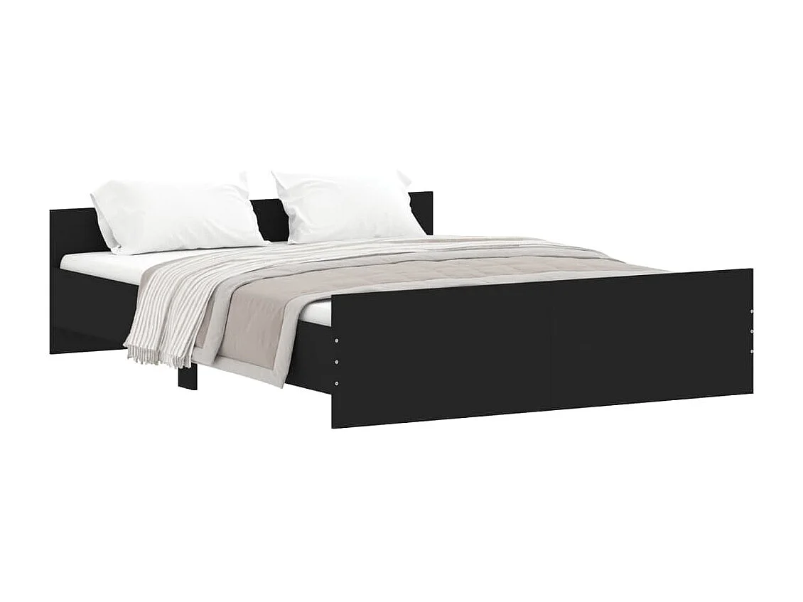 Cama c/ painéis de cabeceira e pés 140x200 cm preto PT720641