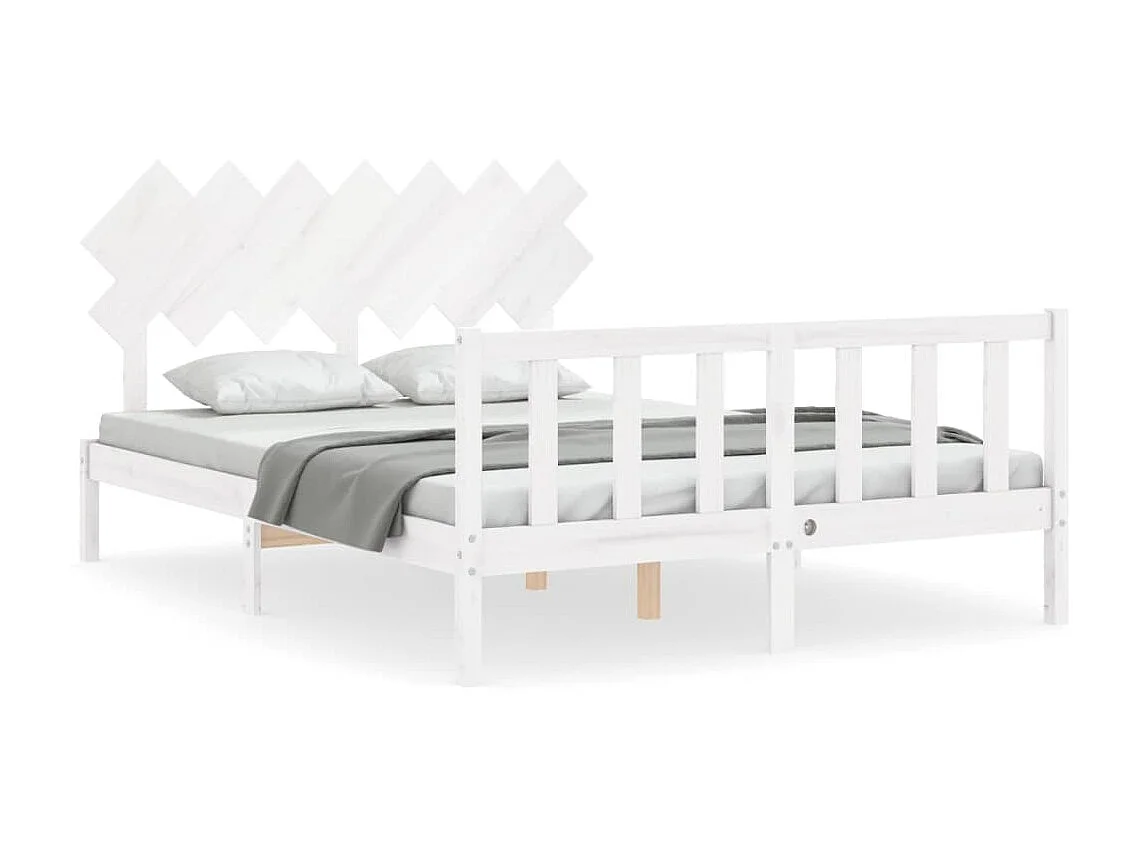 Lit-140x200 cm avec tête de lit blanc bois massif EGGB99424