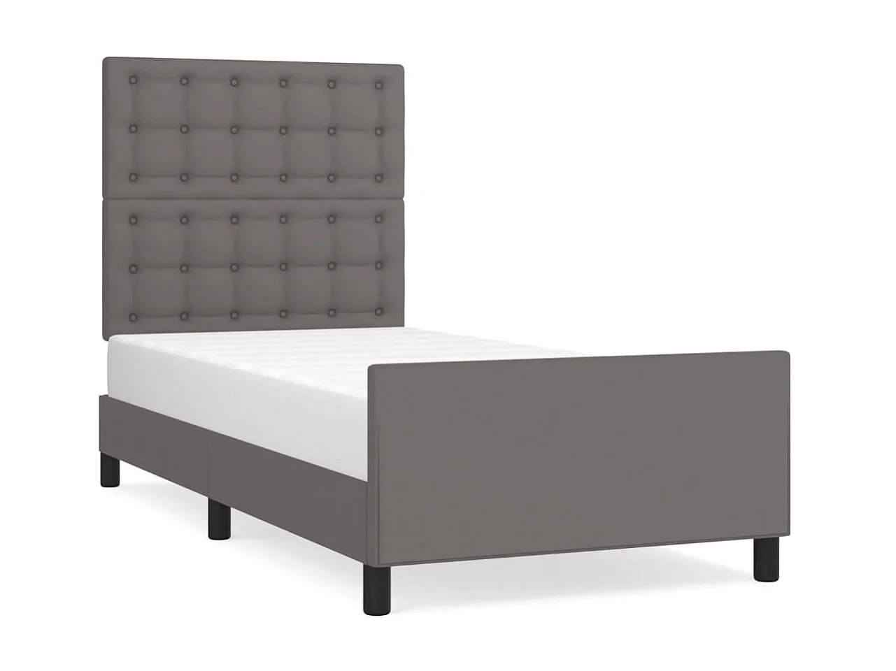 Bedframe met hoofdbord kunstleer grijs 90x200 cm NL12855