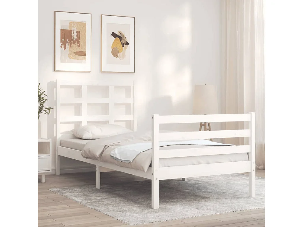 Cama com cabeceira 90x200 cm madeira maciça PT574416