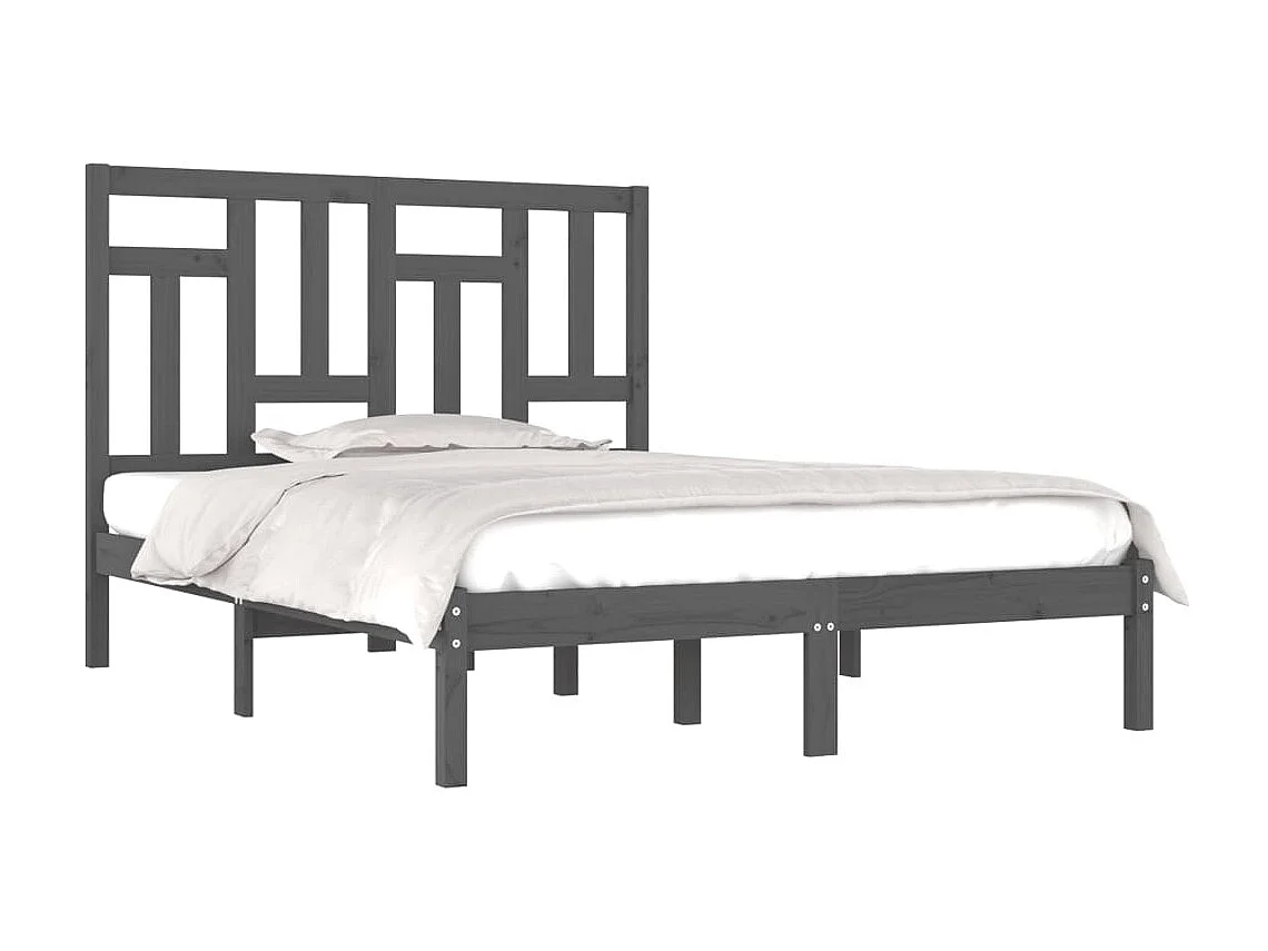 Lit-200x200 cm Gris Bois de pin massif EGGB47096