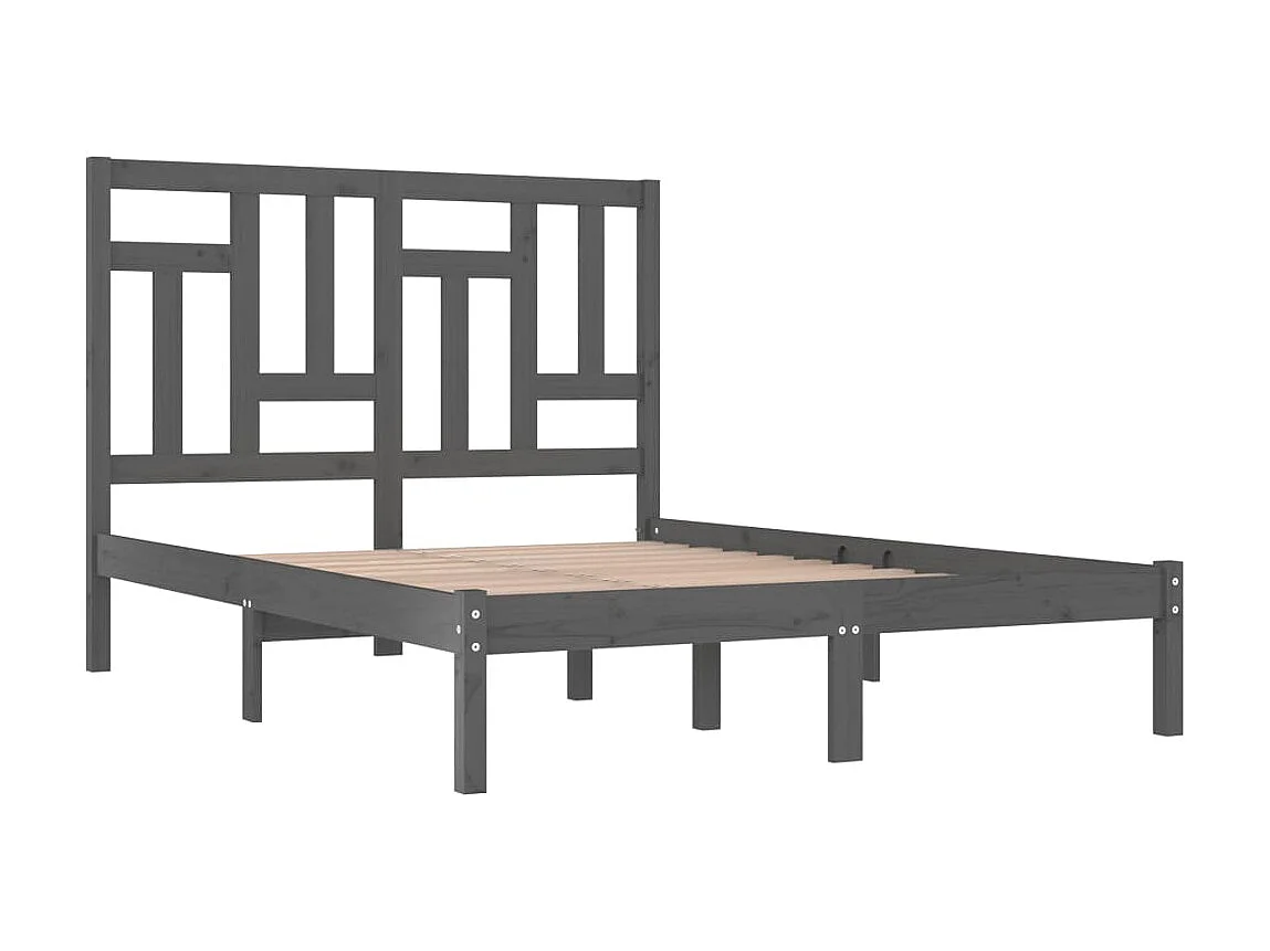 Lit-200x200 cm Gris Bois de pin massif EGGB47096