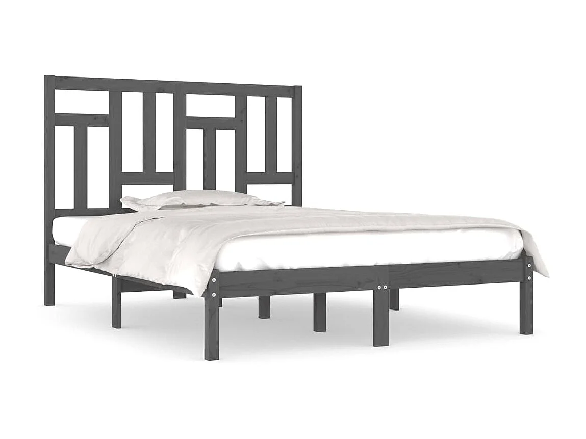 Lit-200x200 cm Gris Bois de pin massif EGGB47096