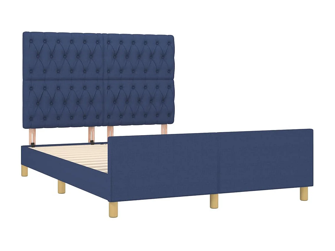 Lit-140x190 cm avec tête de lit Bleu Tissu EGGB68488