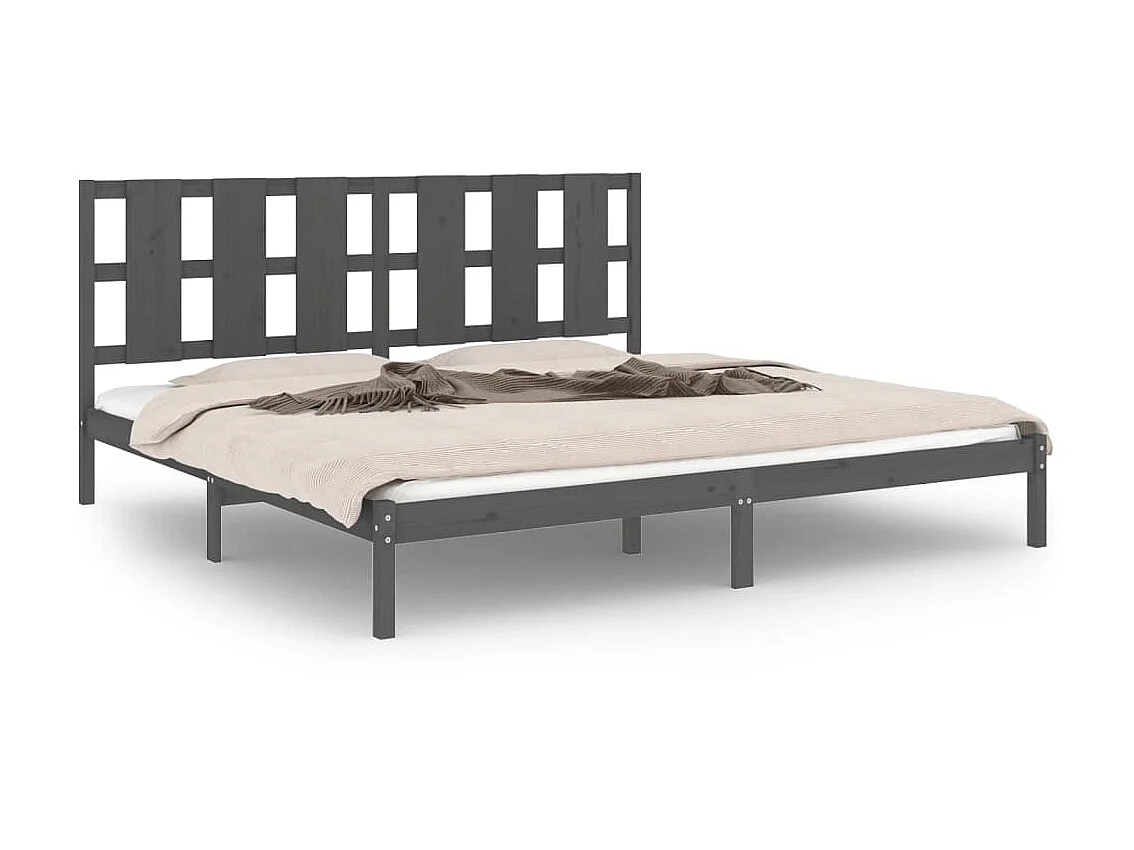 Lit-200x200 cm Gris Bois de pin massif EGGB14212