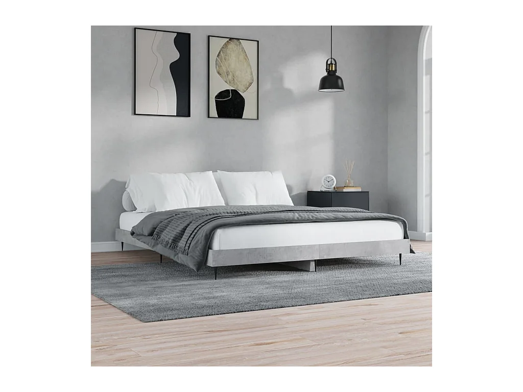 Lit-120x200 cm gris béton bois d'ingénierie EGGB54283