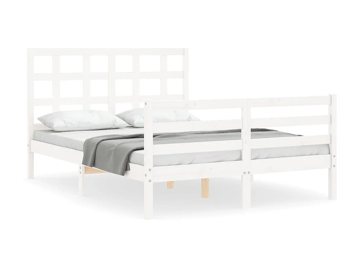 Lit-120x190 cm avec tête de lit blanc petit double bois massif EGGB16691