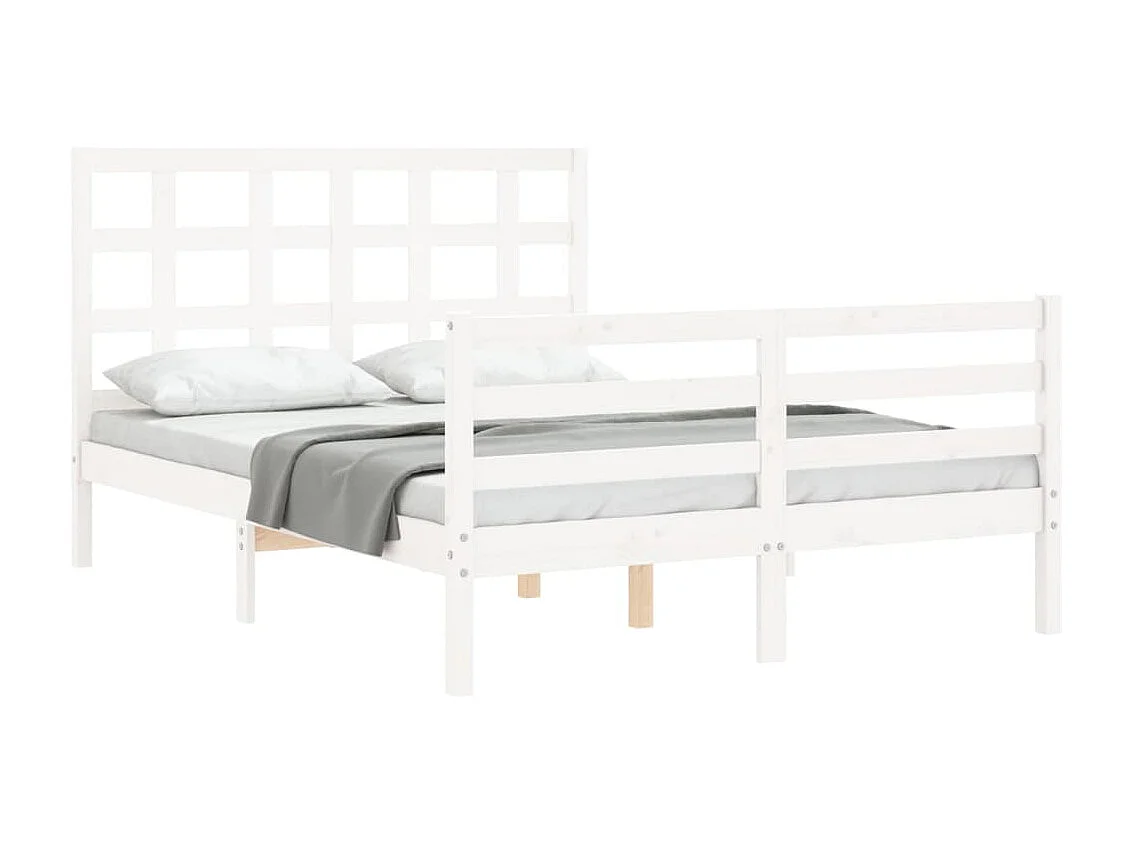 Lit-120x190 cm avec tête de lit blanc petit double bois massif EGGB16691