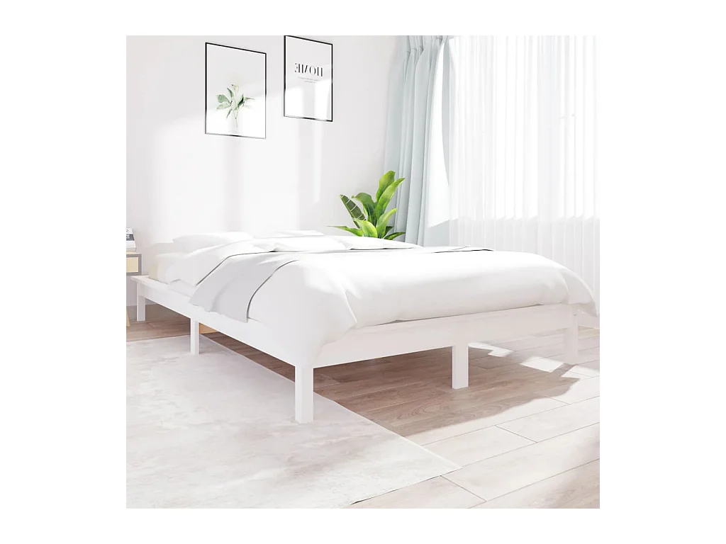 Lit-140x200 cm blanc bois de pin massif EGGB18689