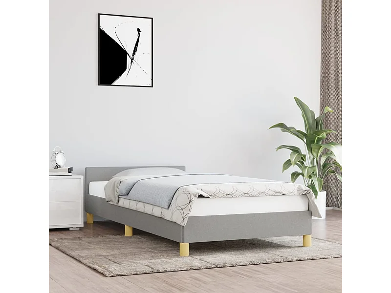 Lit-80x200 cm avec tête de lit Gris clair Tissu EGGB94983
