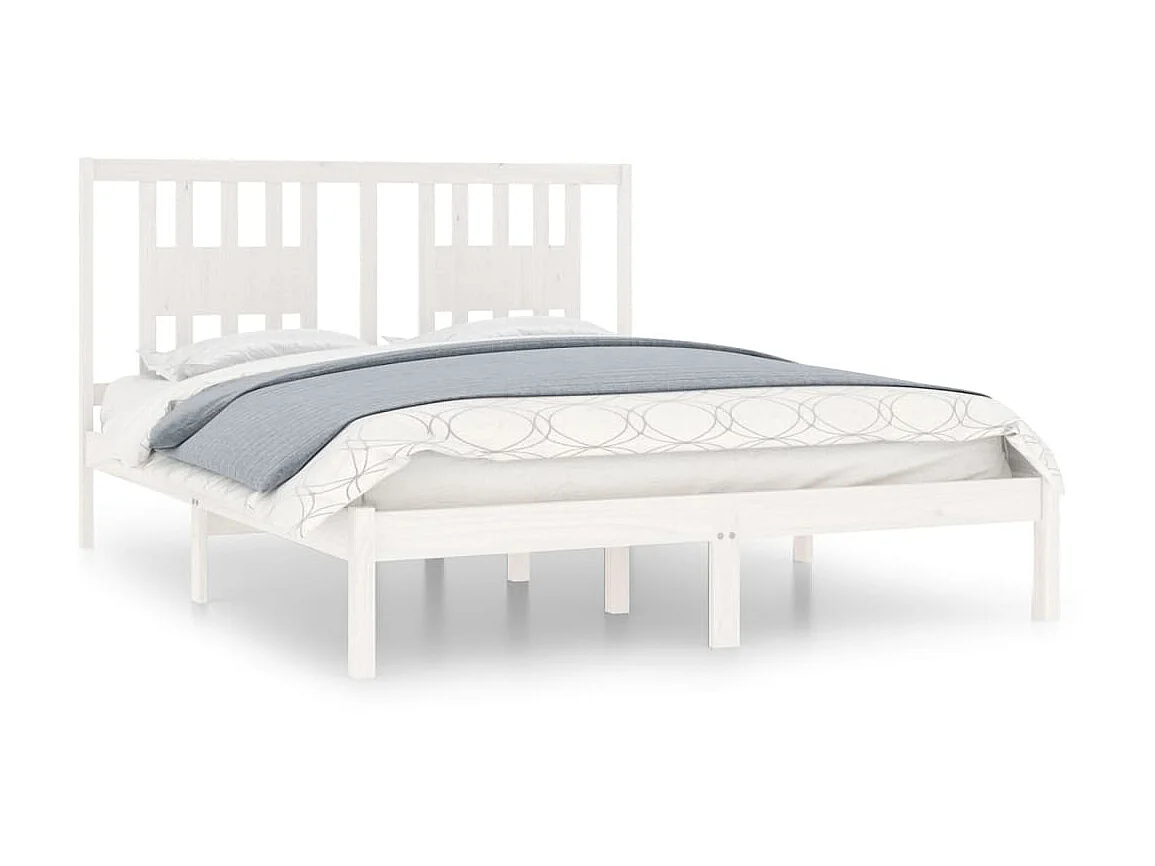 Cama 140x200 cm de madera maciza de pino blanco ES69931