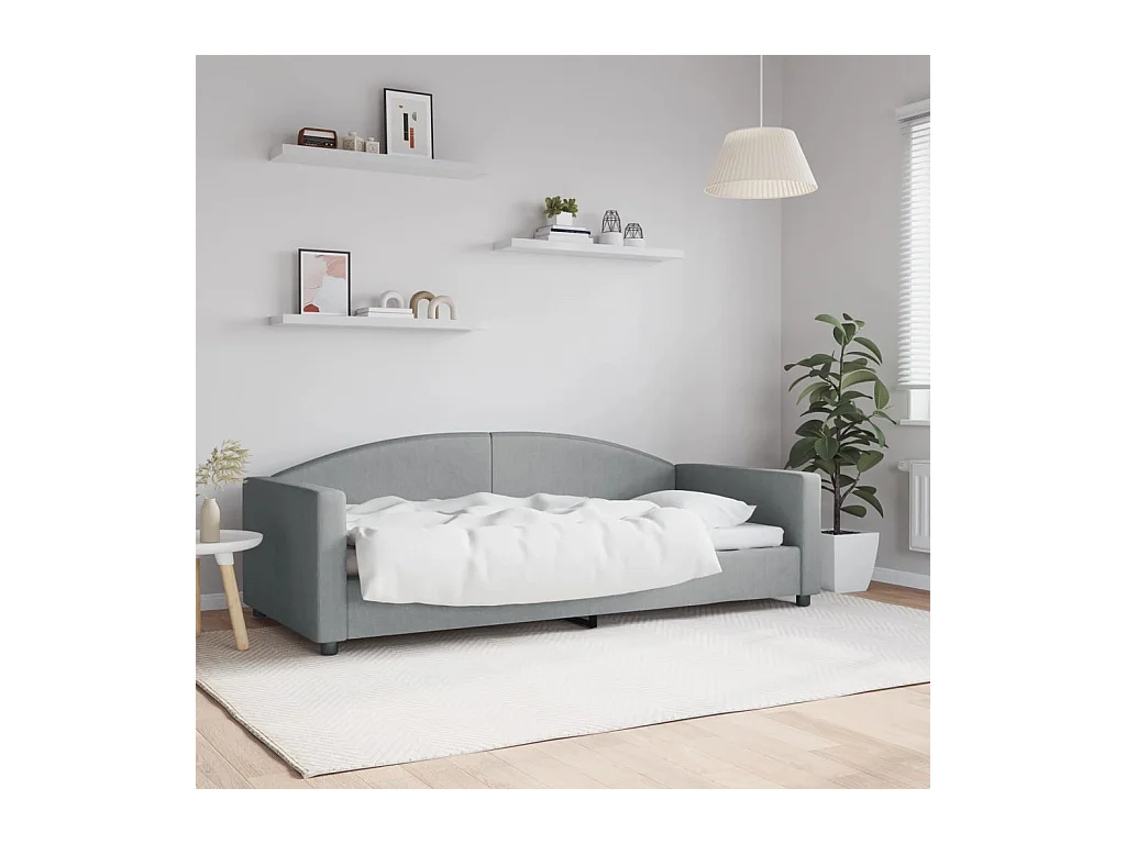 Lit-90x200 cm de repos gris clair Tissu EGGB15034