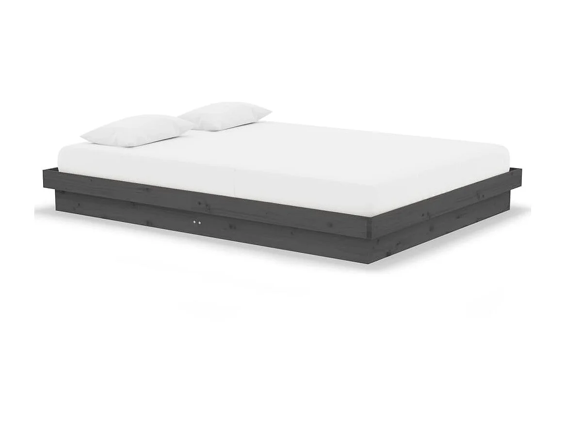 Cama 140x190 cm madeira maciça cinzento PT411755