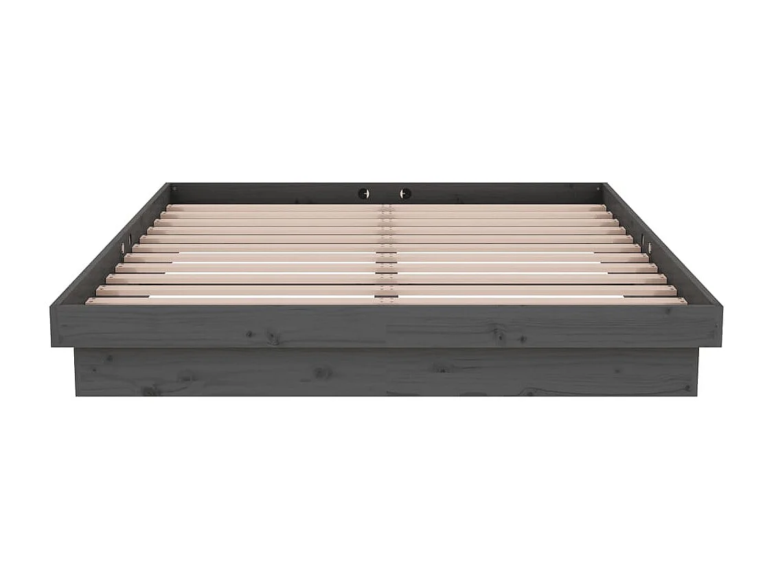 Cama 140x190 cm madeira maciça cinzento PT411755