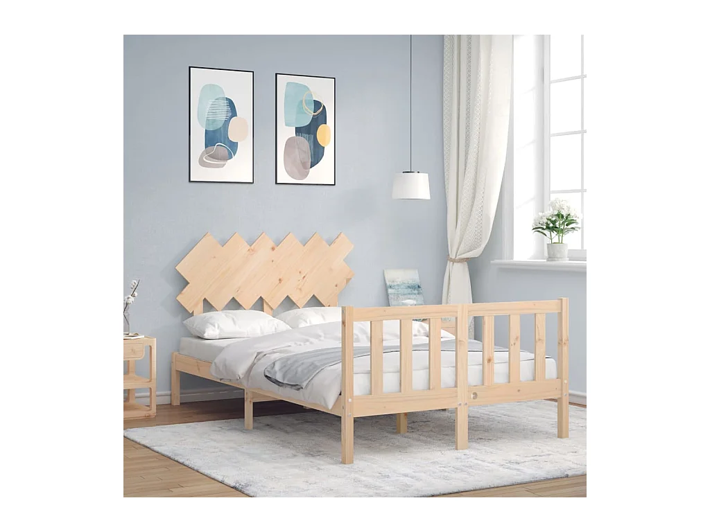 Lit-135x190 cm avec tête de lit double bois massif EGGB61983