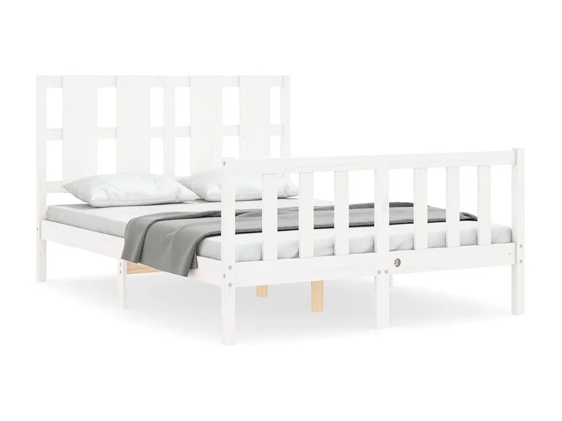 Cama com cabeceira 120x200cm madeira maciça branco PT563705