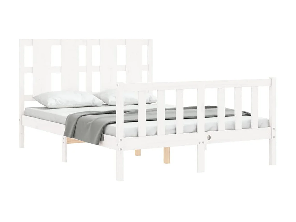 Cama com cabeceira 120x200cm madeira maciça branco PT563705