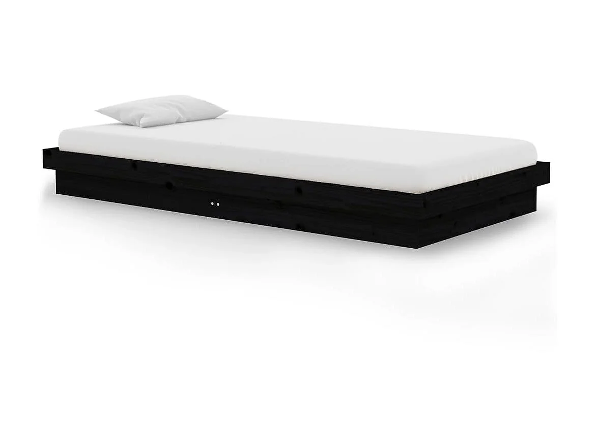 Lit-100x200 cm Noir Bois massif EGGB41214