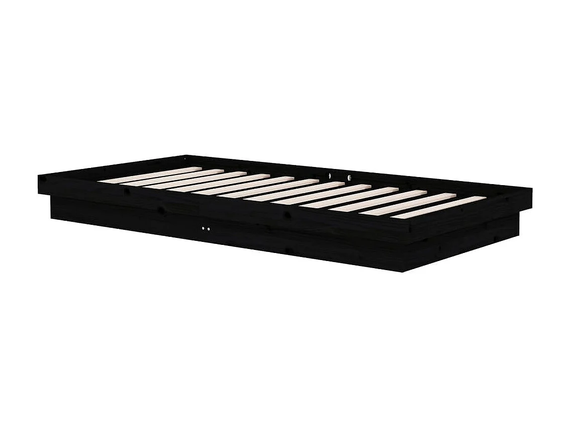 Lit-100x200 cm Noir Bois massif EGGB41214
