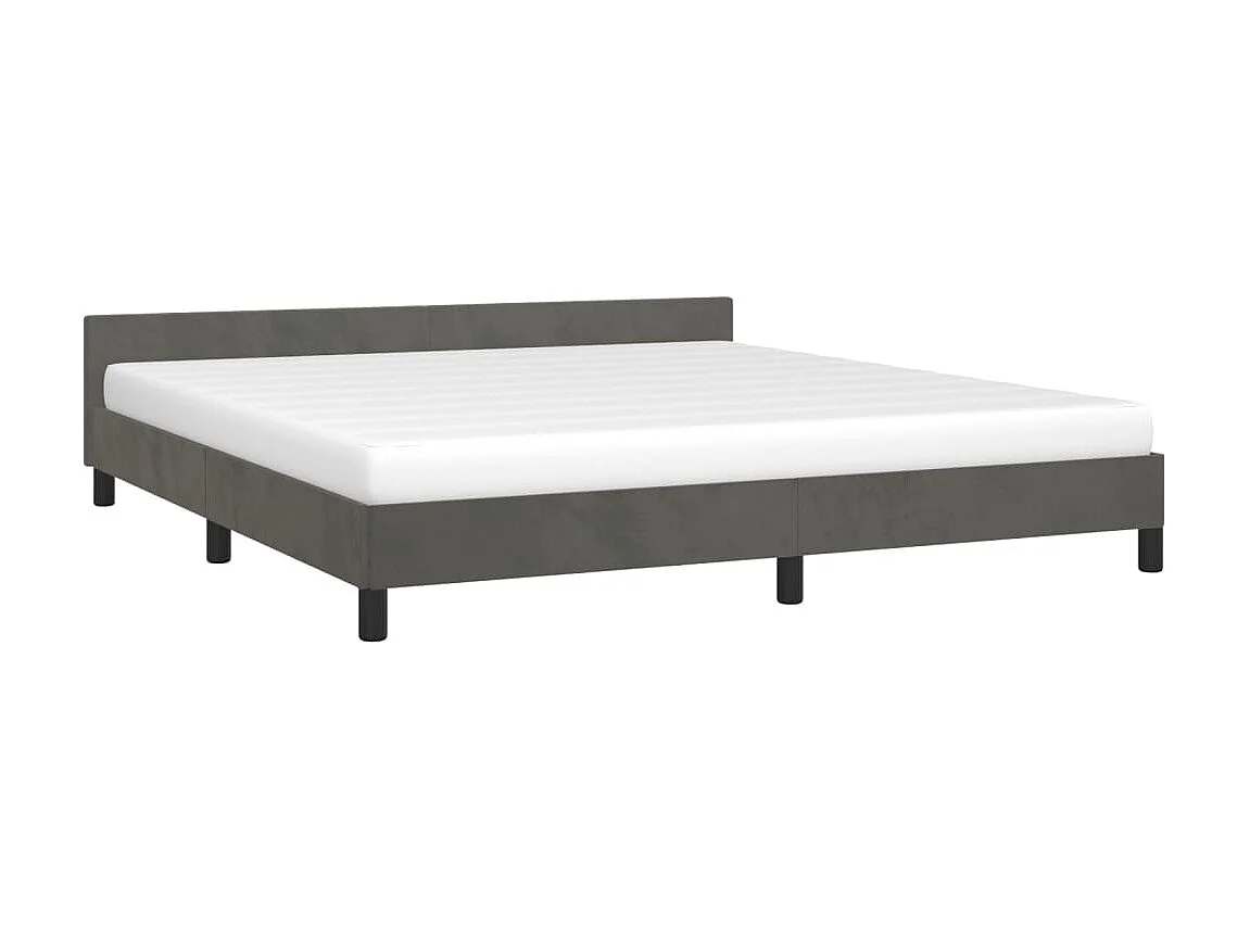 Cama c/ cabeceira 180x200cm veludo cinzento-escuro PT596513