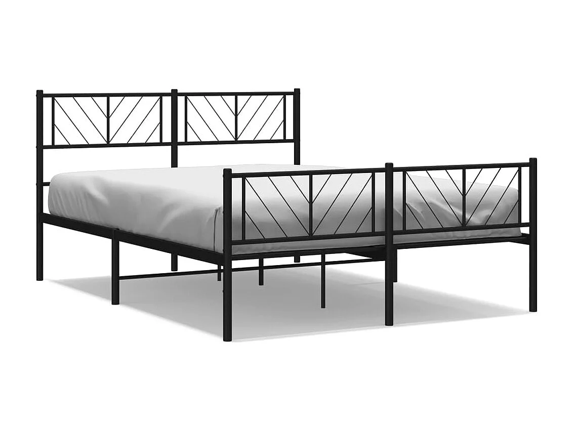 Lit-140x190 cm métal avec tête de lit/pied de lit noir EGGB63666