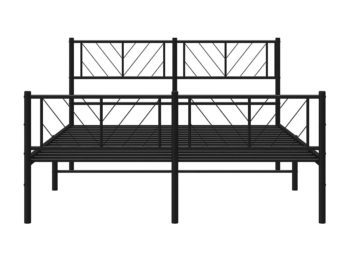 Lit-140x190 cm métal avec tête de lit/pied de lit noir EGGB63666