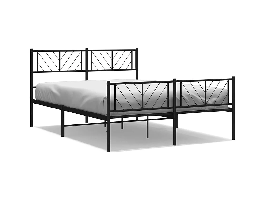 Cama 140x190 cm cabecero y estribo metal negro ES33012