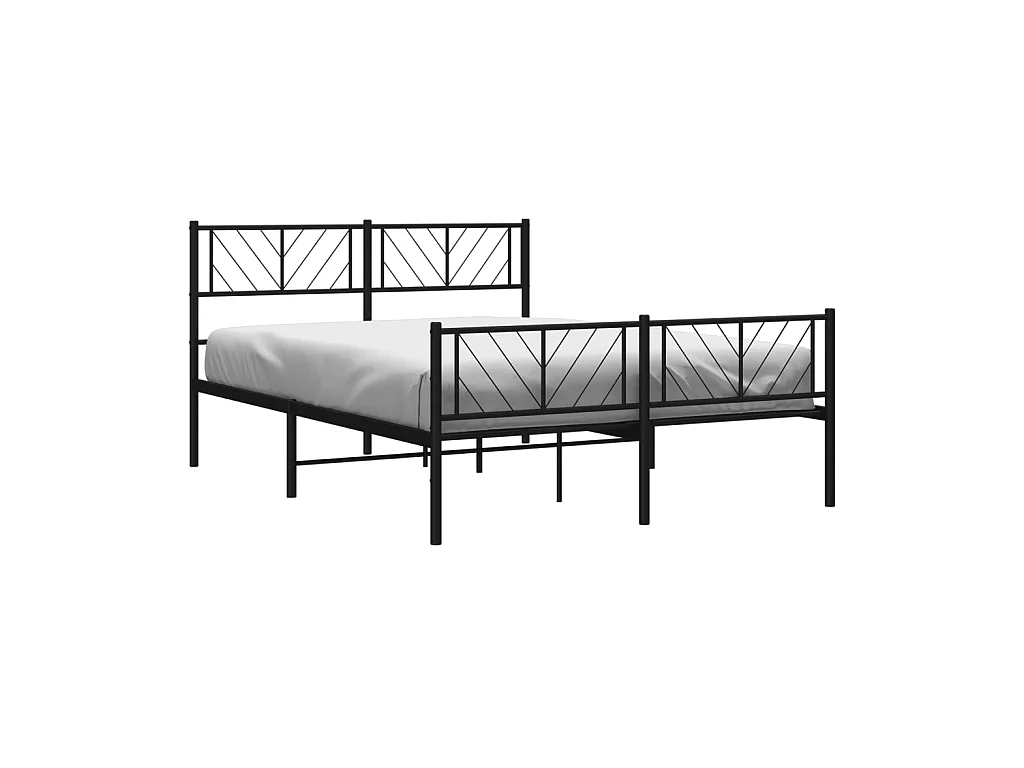 Cama 140x190 cm cabecero y estribo metal negro ES33012
