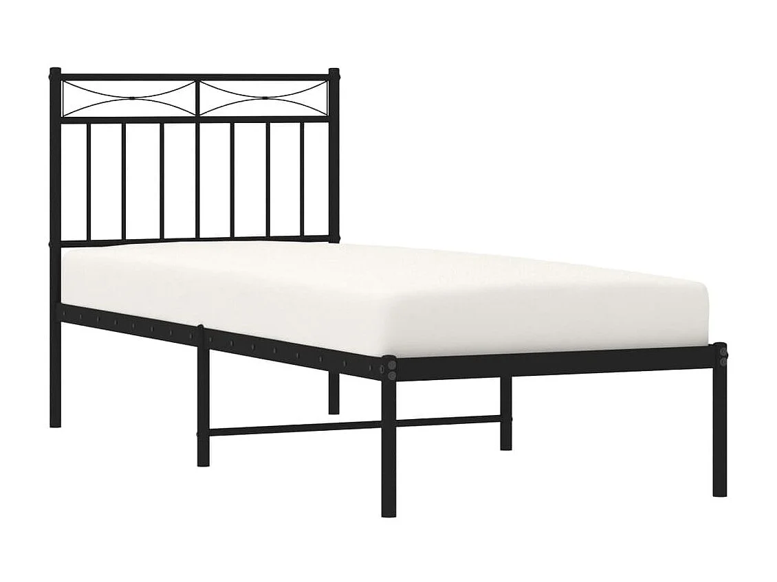 Lit-80x200 cm métal avec tête de lit noir EGGB48174