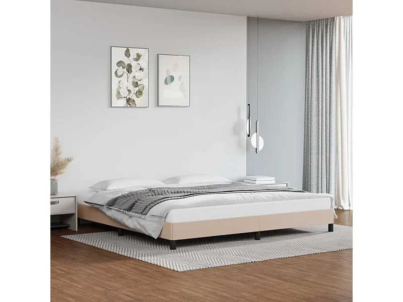 Cama 200x200 cm de cuero sintético capuchino ES79223