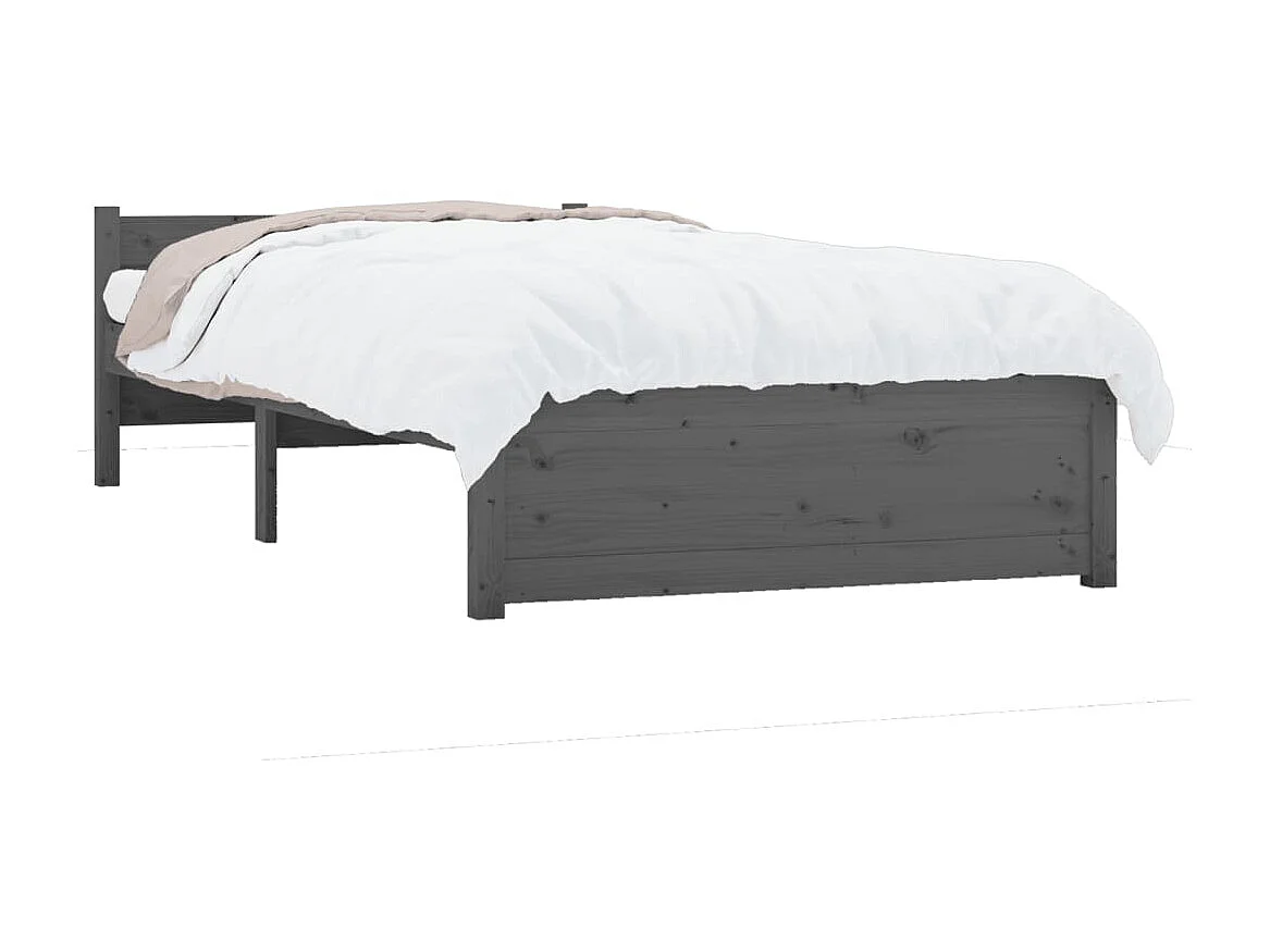 Lit-75x190 cm Gris Bois massif Petit simple EGGB92747