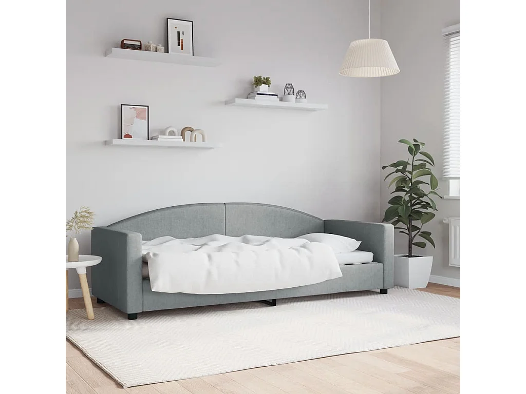 Lit-80x200 cm de repos gris clair tissu EGGB68131
