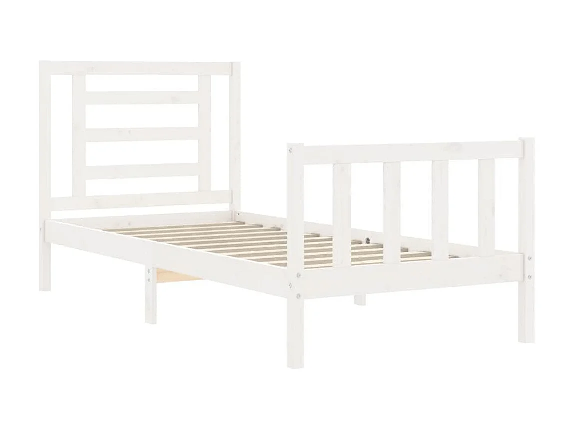 Lit-75x190 cm avec tête de lit blanc petit simple bois massif EGGB83640