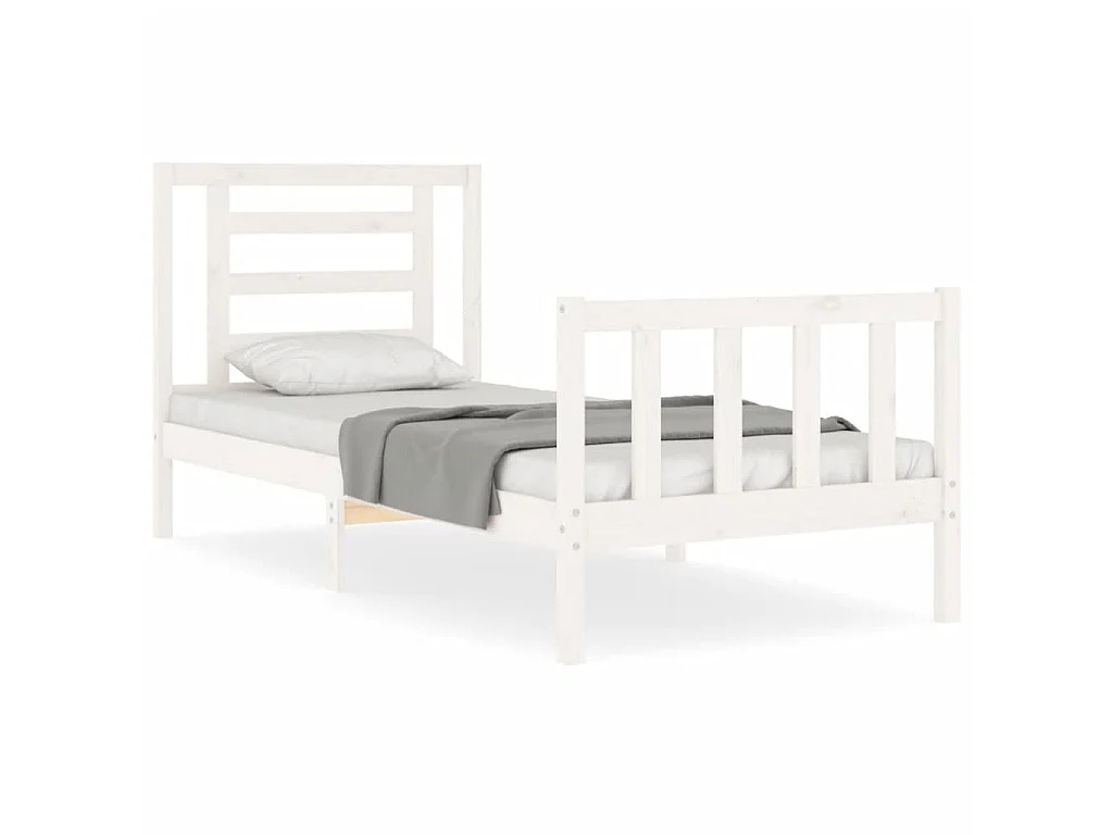 Bedframe met hoofdbord massief hout wit NL47500