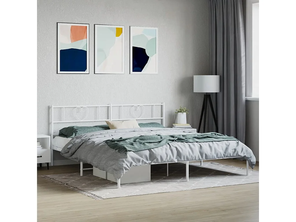 Bedframe met hoofdbord metaal wit 180x200 cm NL32759
