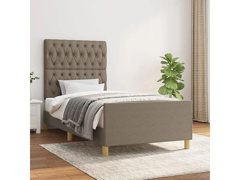 Lit-90x190 cm avec tête de lit Taupe Tissu EGGB35056
