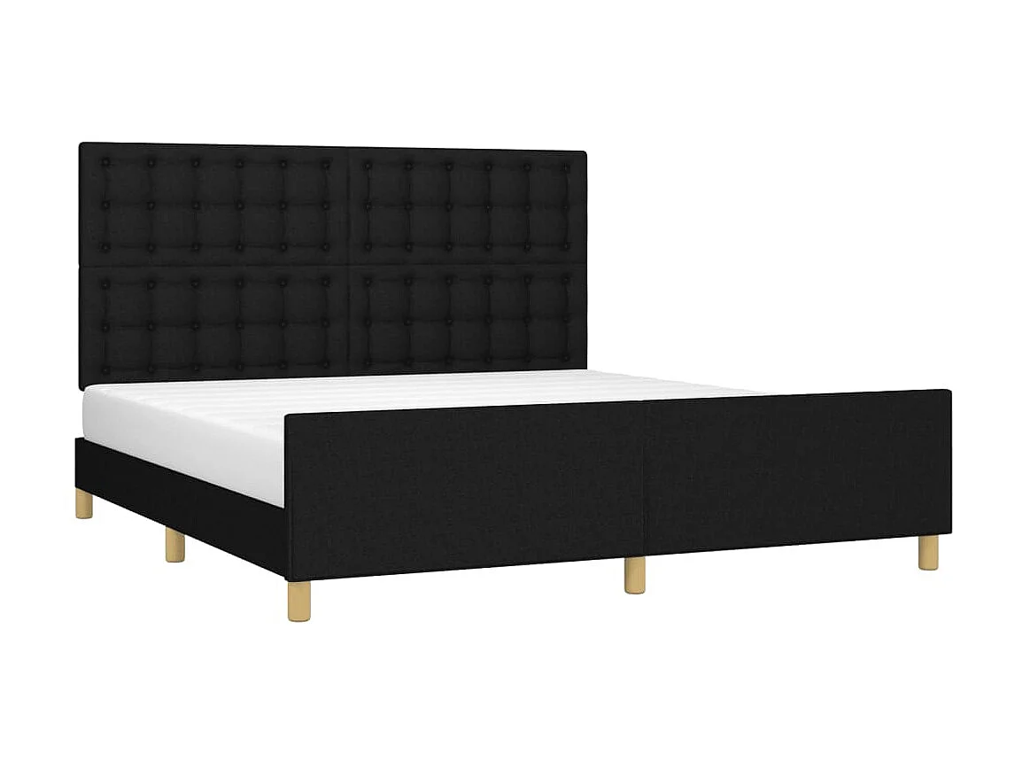 Cama 160x200 cm tecido preto PT634834