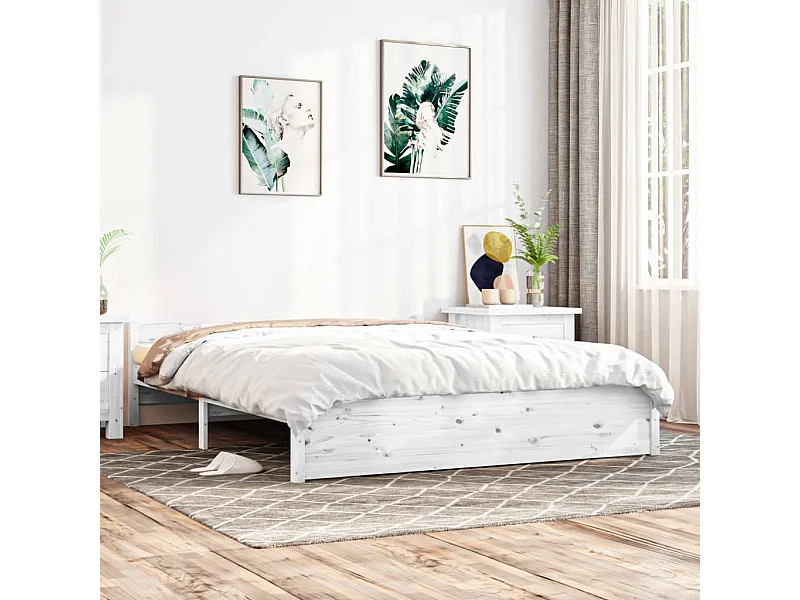 Bedframe massief hout wit 140x190 cm NL63006