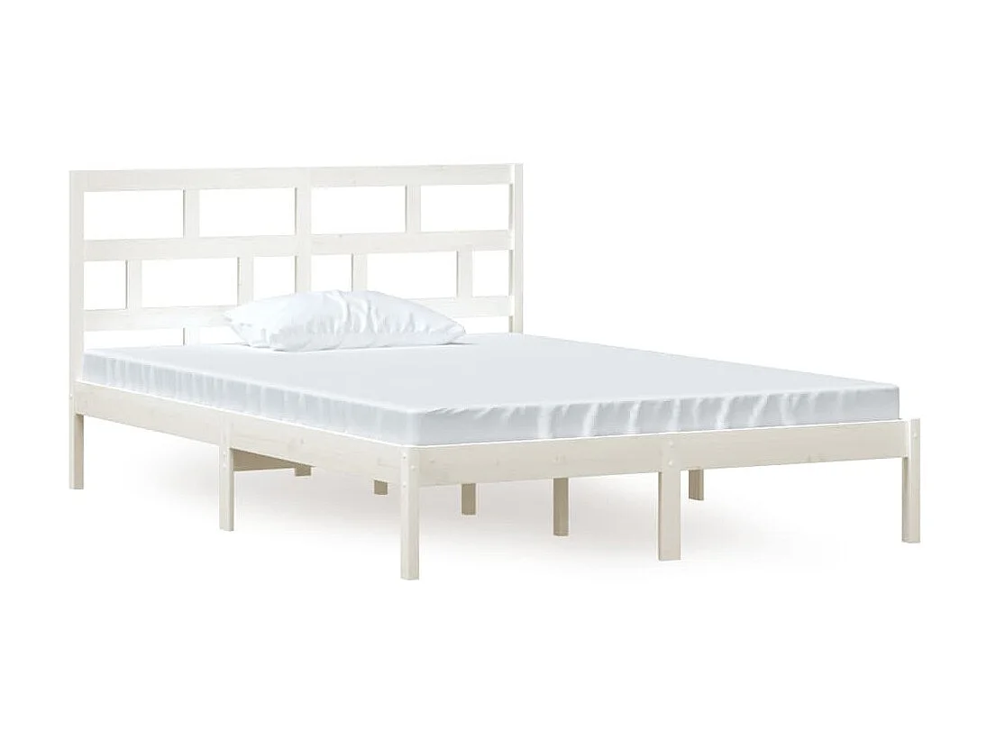 Cama 140x200 cm madeira de pinho maciça branco PT646843