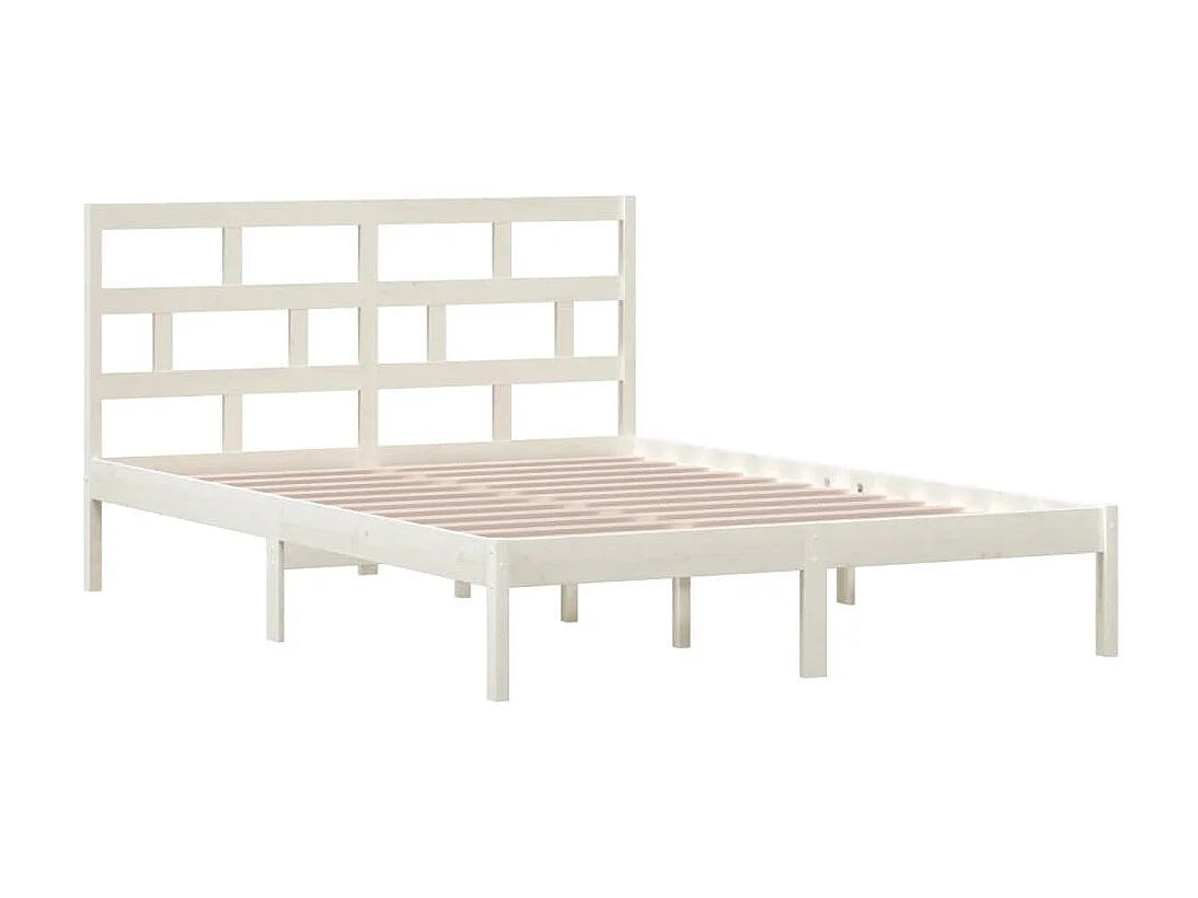Cama 140x200 cm madeira de pinho maciça branco PT646843