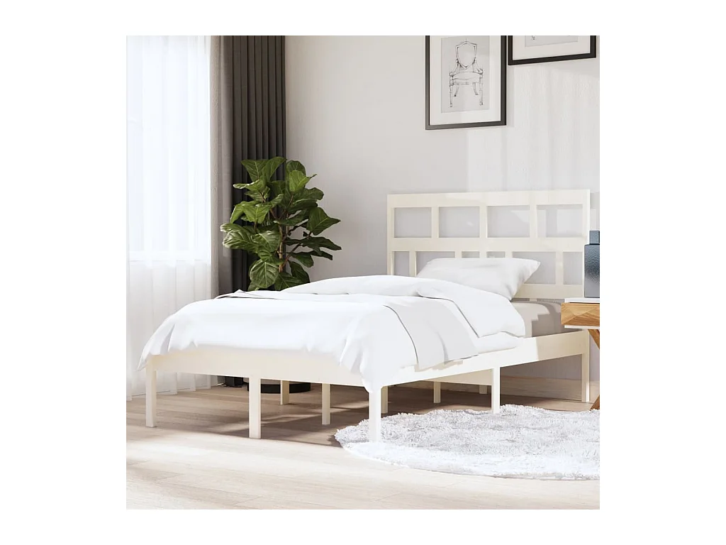 Lit-140x200 cm Blanc Bois de pin massif EGGB15774