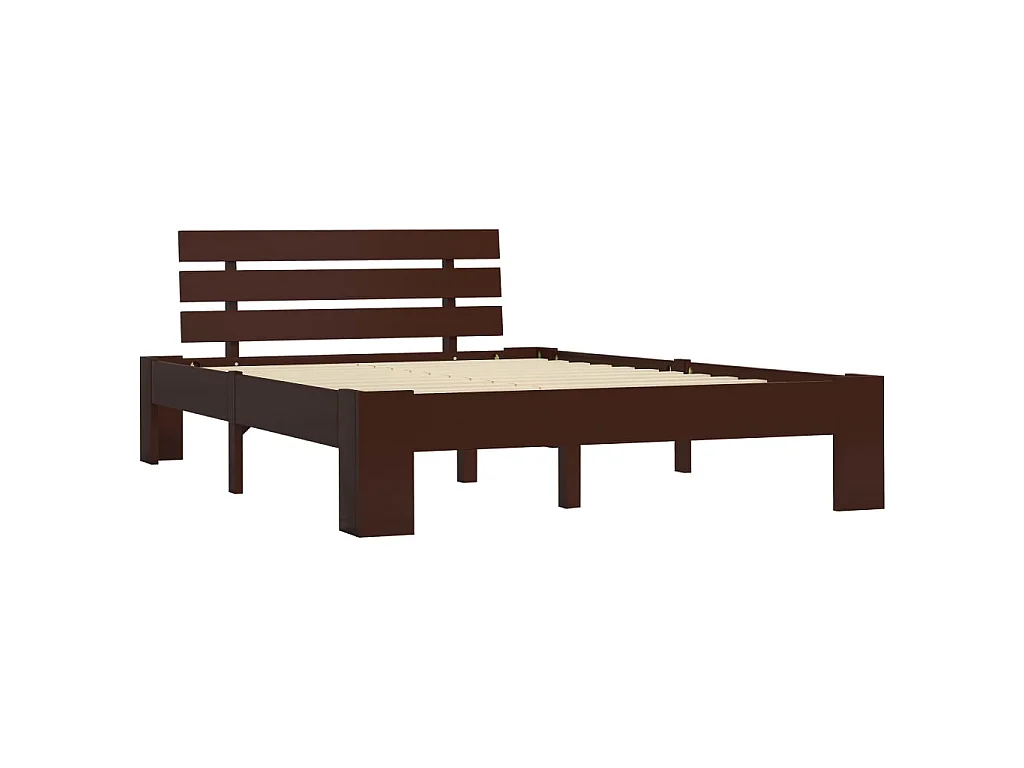 Lit-140x200 cm Marron foncéé Bois de pin massif EGGB19358