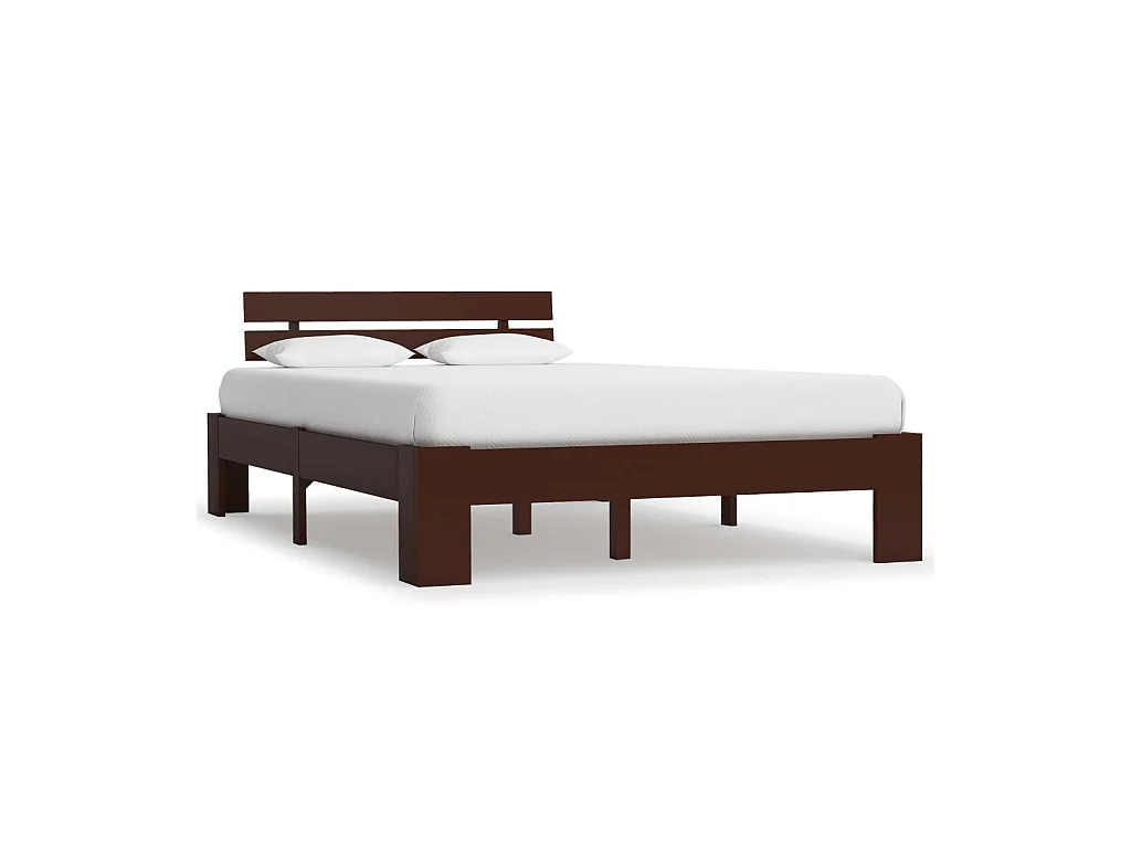 Lit-140x200 cm Marron foncéé Bois de pin massif EGGB19358