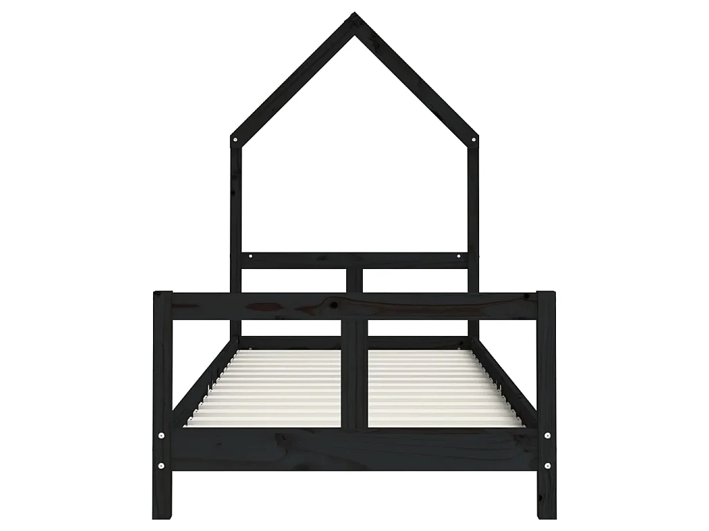 Cama infantil 80x200 cm pinho maciço preto PT730251