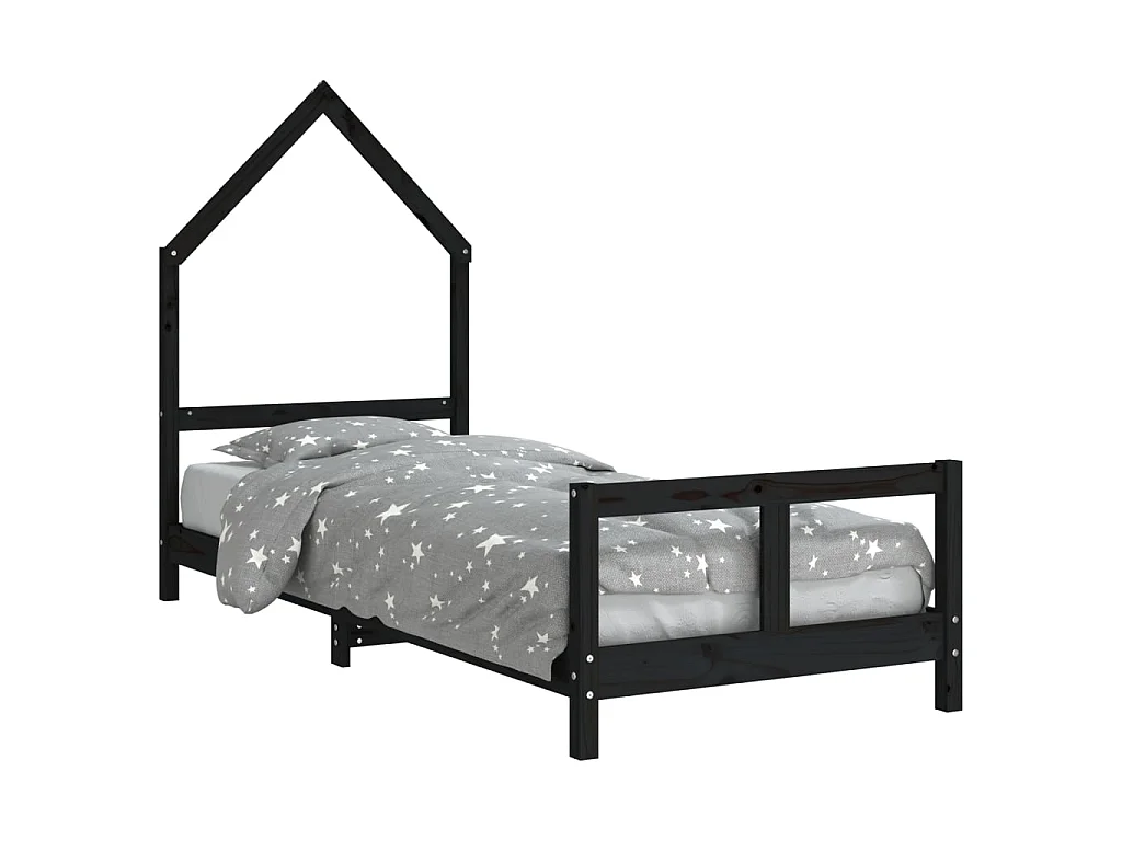 Cama 80x200 cm para niños madera de pino negro ES90738