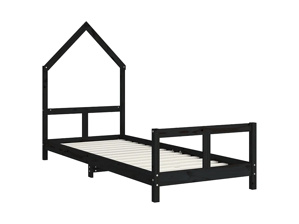 Cama 80x200 cm para niños madera de pino negro ES90738
