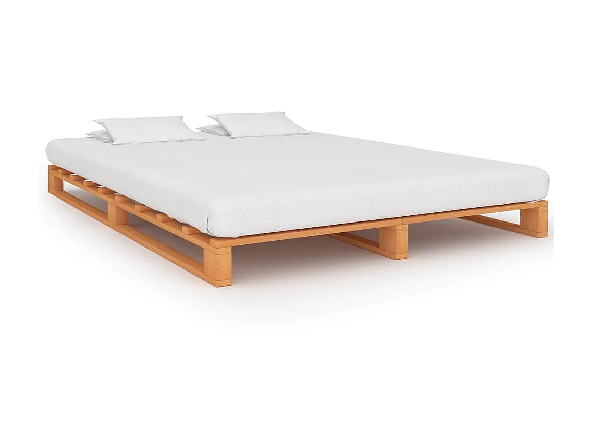 Cama 140x200 cm de palets madera maciza pino marrón ES20228